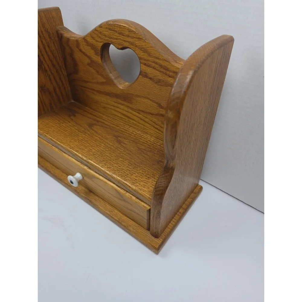 Vintage Trinket Wall Shelf Heart Cutout Cottagecore Farmhouse Wood